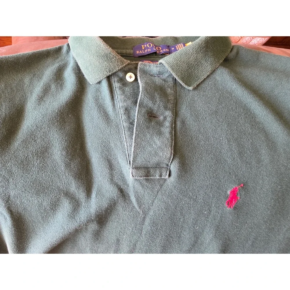 Polo Ralph Lauren Men's M Green Solid Short Sleeve Shirt Classic Casual